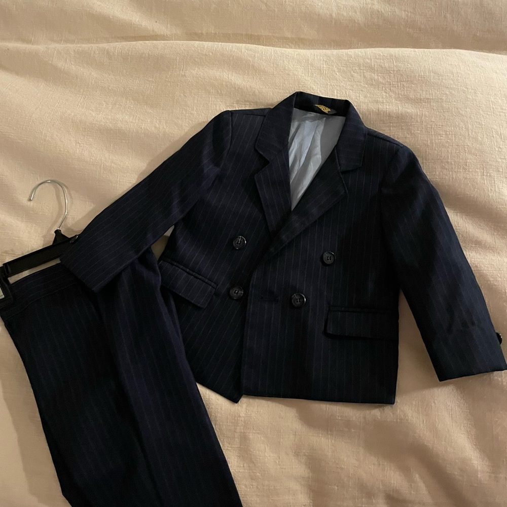 Toddler Boy (2T) Pinstripe Navy Suit